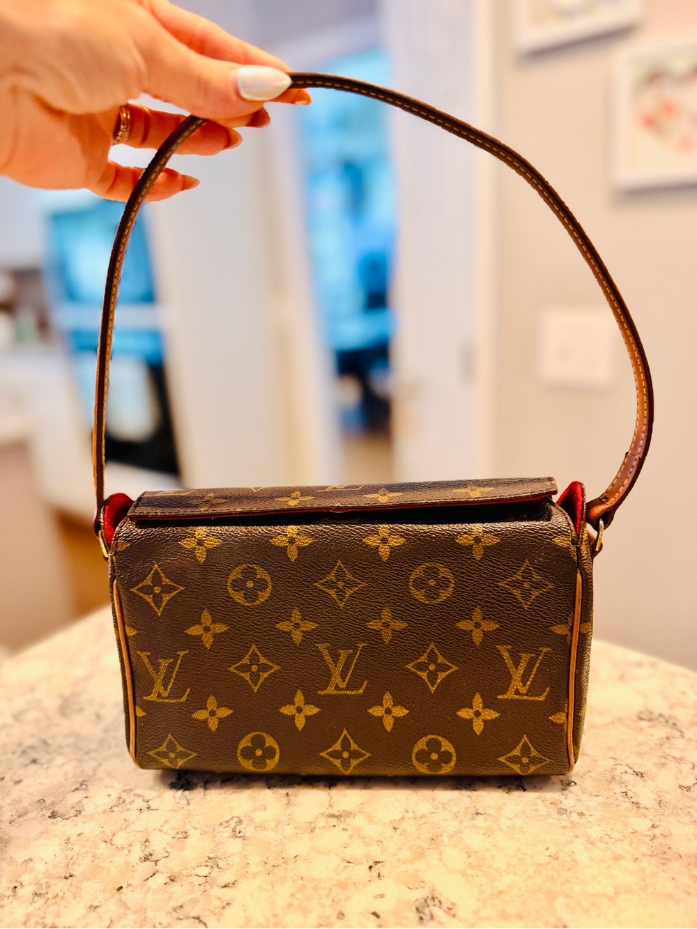 Louis Vuitton Monogram Mini Shoulder Bag with Red Trim
